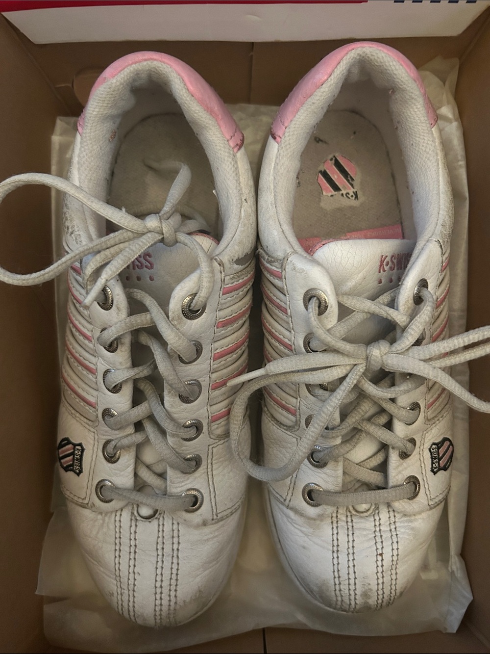 FREE ADD ON - K-Swiss Women’s White and Pink Lace-Up Sneakers Size 7
